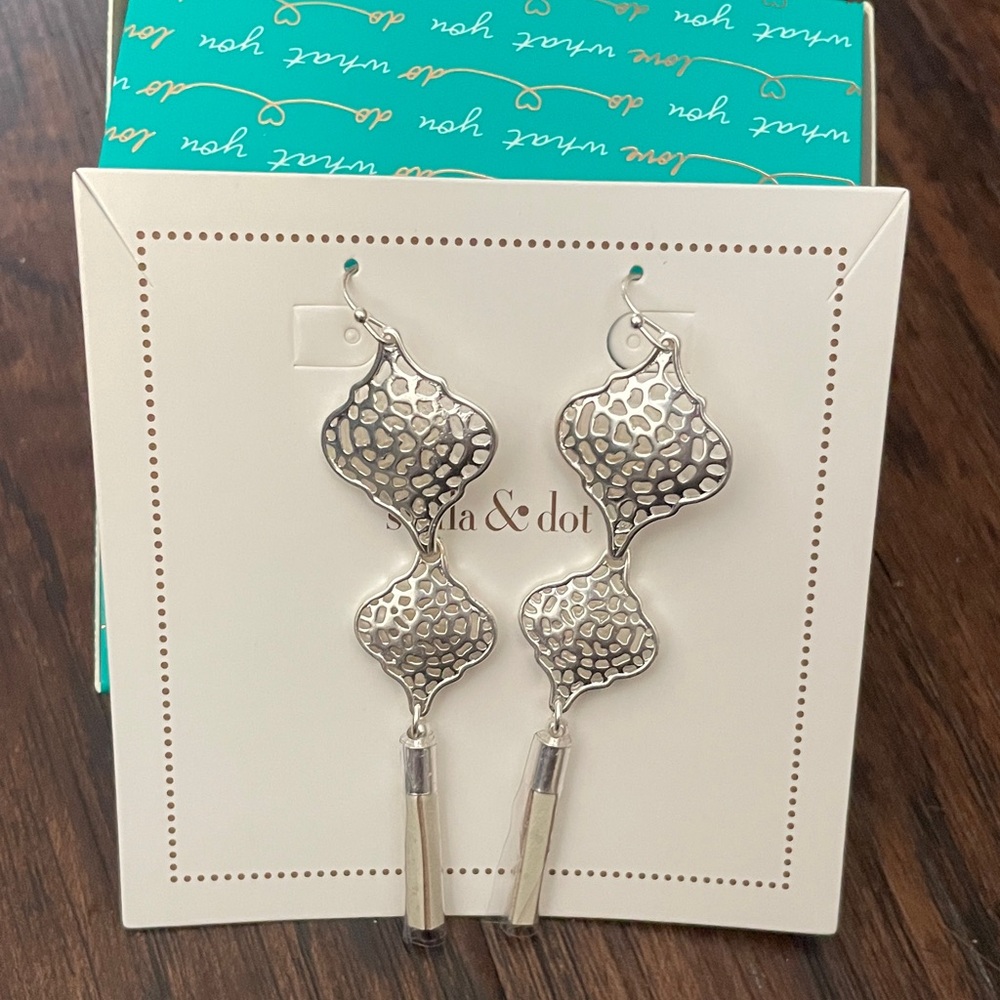 Stella & Dot Silver Geometric Earrings